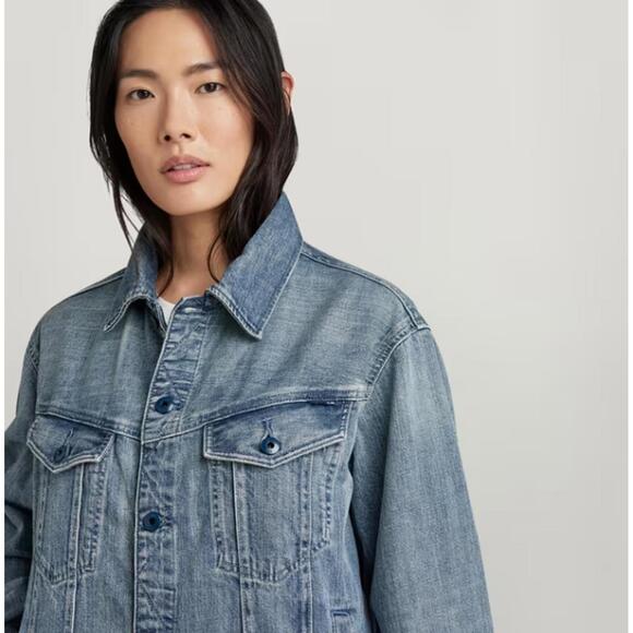 NWT G-Star RAW Women’s Oversized Western Denim Jacket Sun Faded Blue Size Small - Picture 2 of 10
